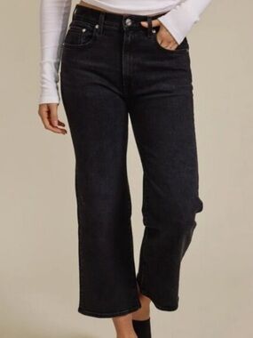 EDWIN MARLI WIDE LEG ANKLE FADED BLACK JEANS IN SHADOWS Size 28